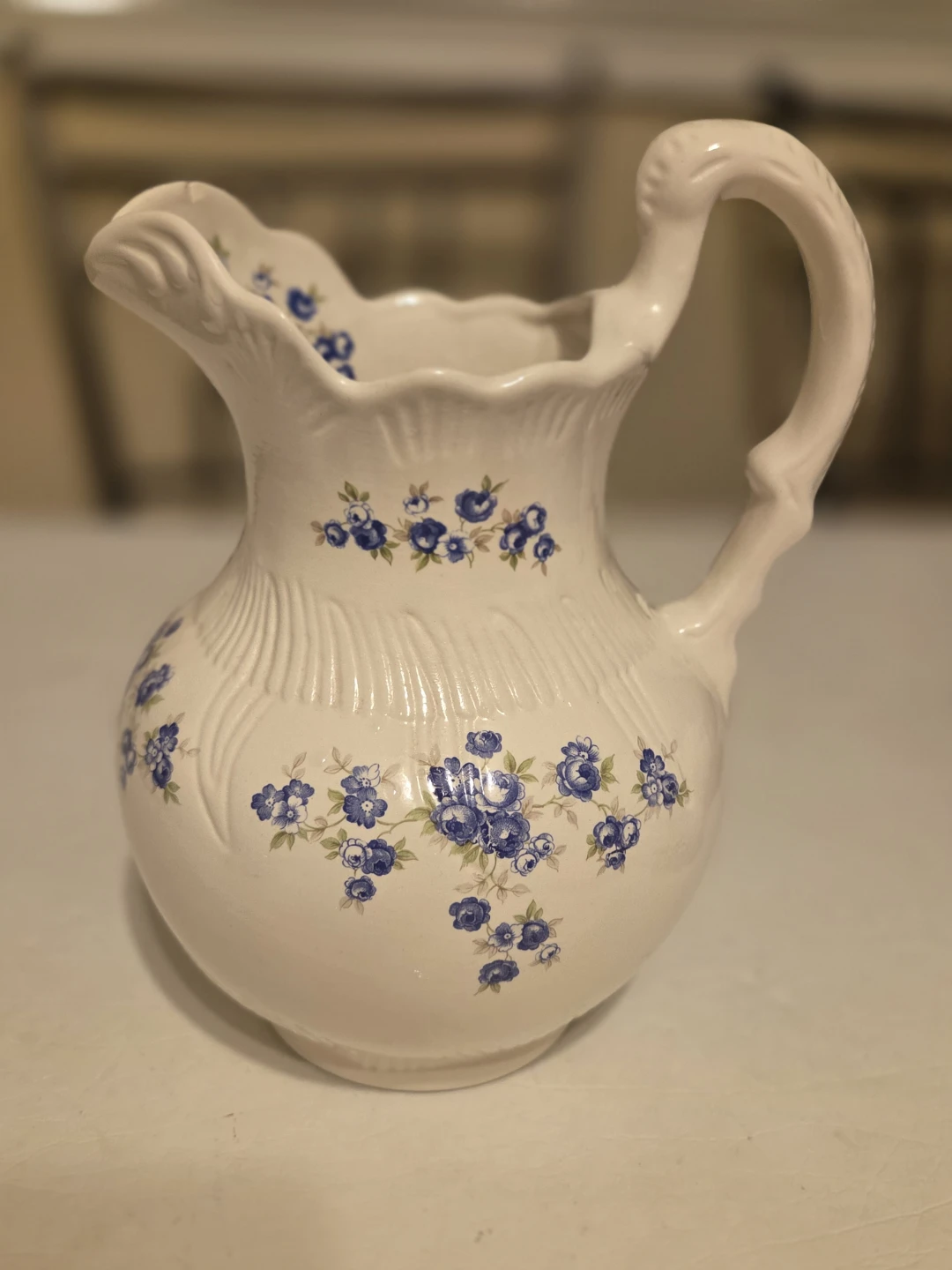 Vintage Floral Ceramic Pitcher