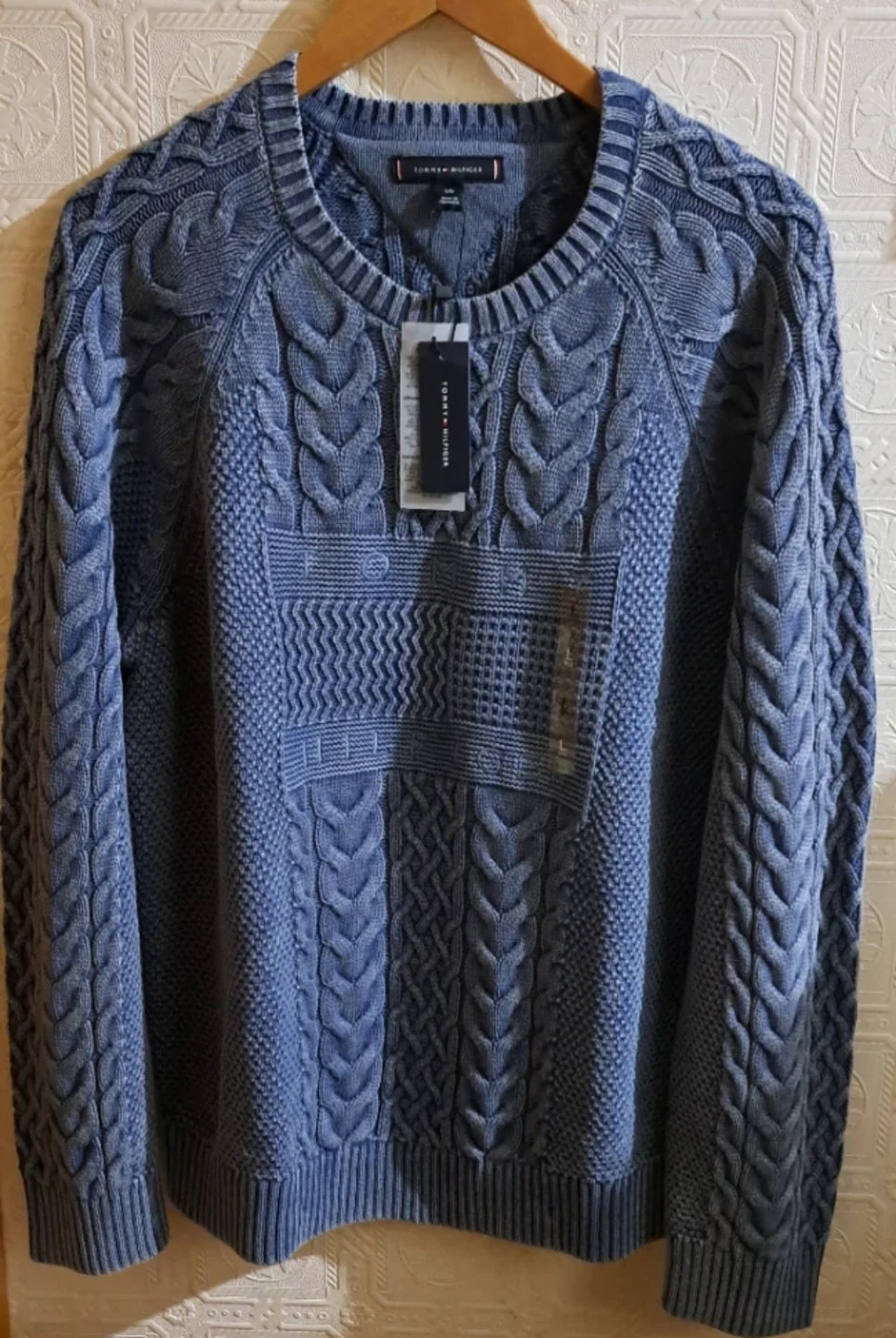 Tommy Hilfiger 100% Cotton/Cable Knit Sweater/Brushed Blue, L-XL - photo 3