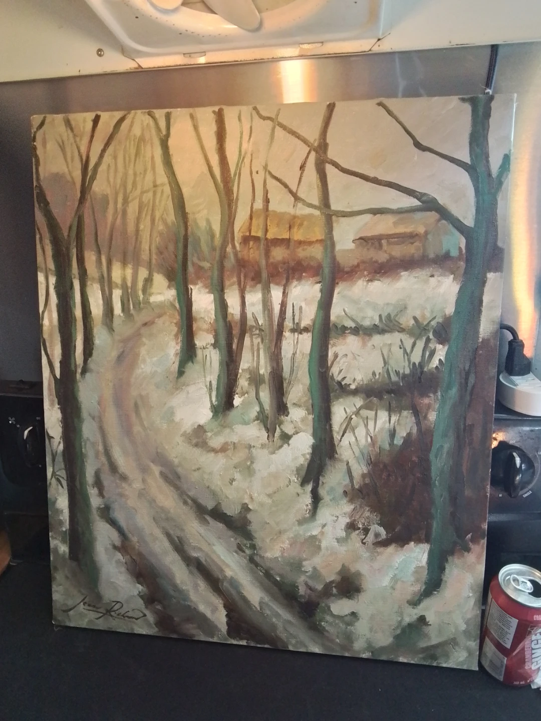 Original René-Jean Richard Winter Landscape Oil