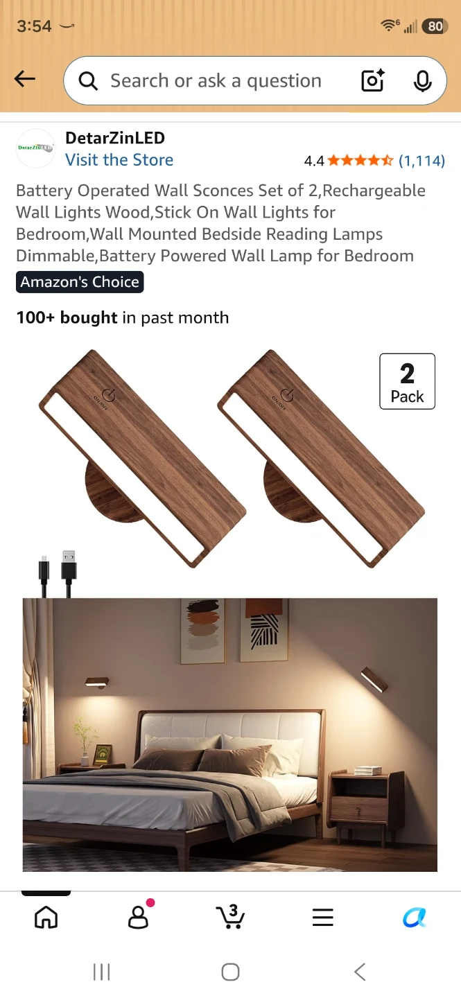 NEW/Unused- DetarZinLED Rechargeable Wall Sconces - 2 Pack - photo 2