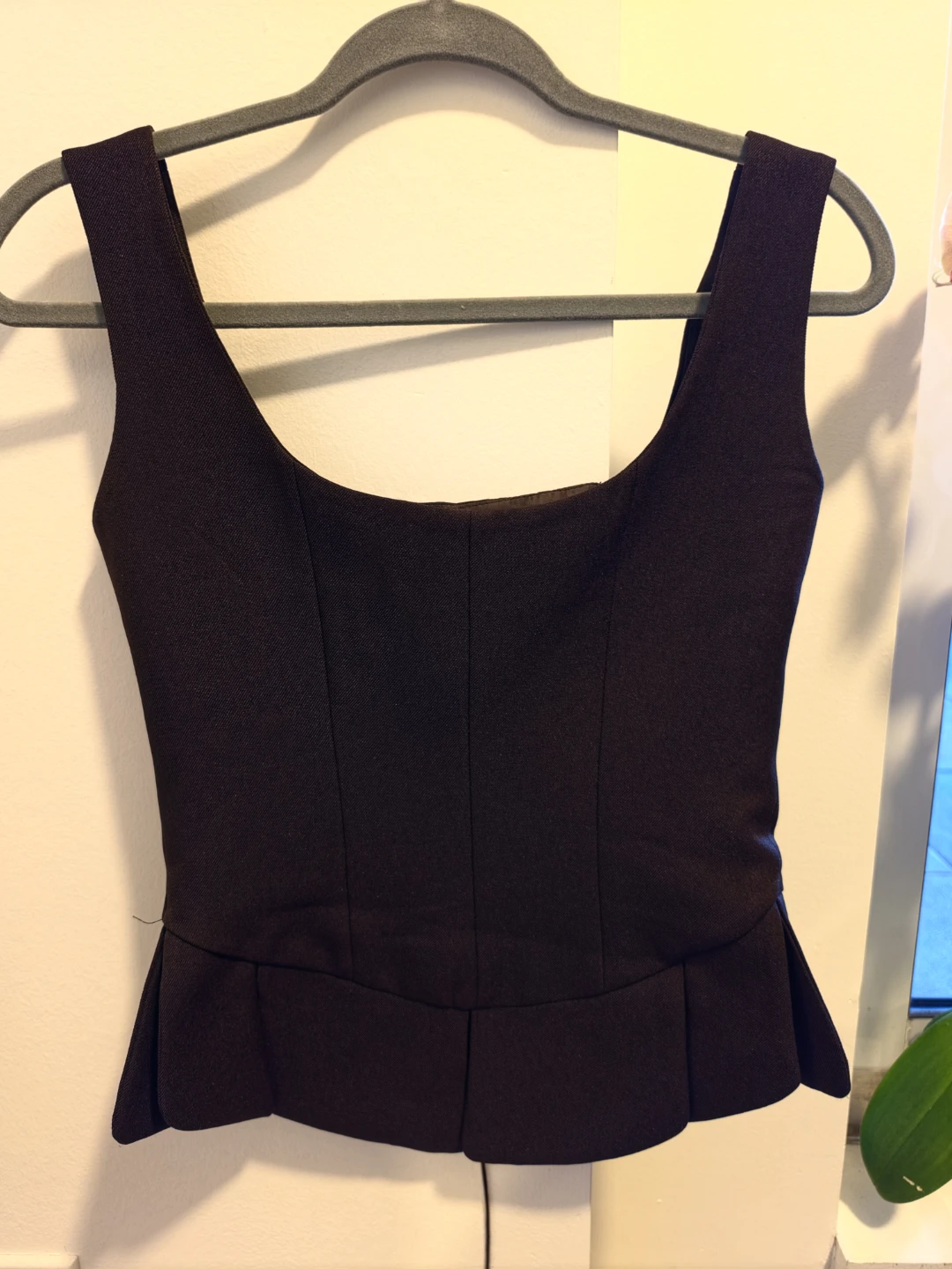 Dark Brown Corset-Style Peplum Top - photo 2