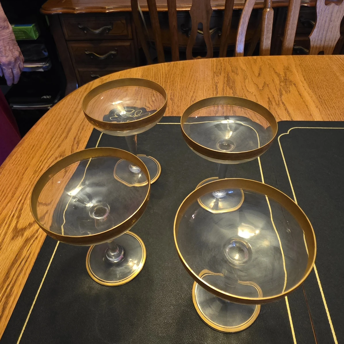 MCM Gold Rim Glassware Collection - 16pc Greek Key & Floral Set - photo 3