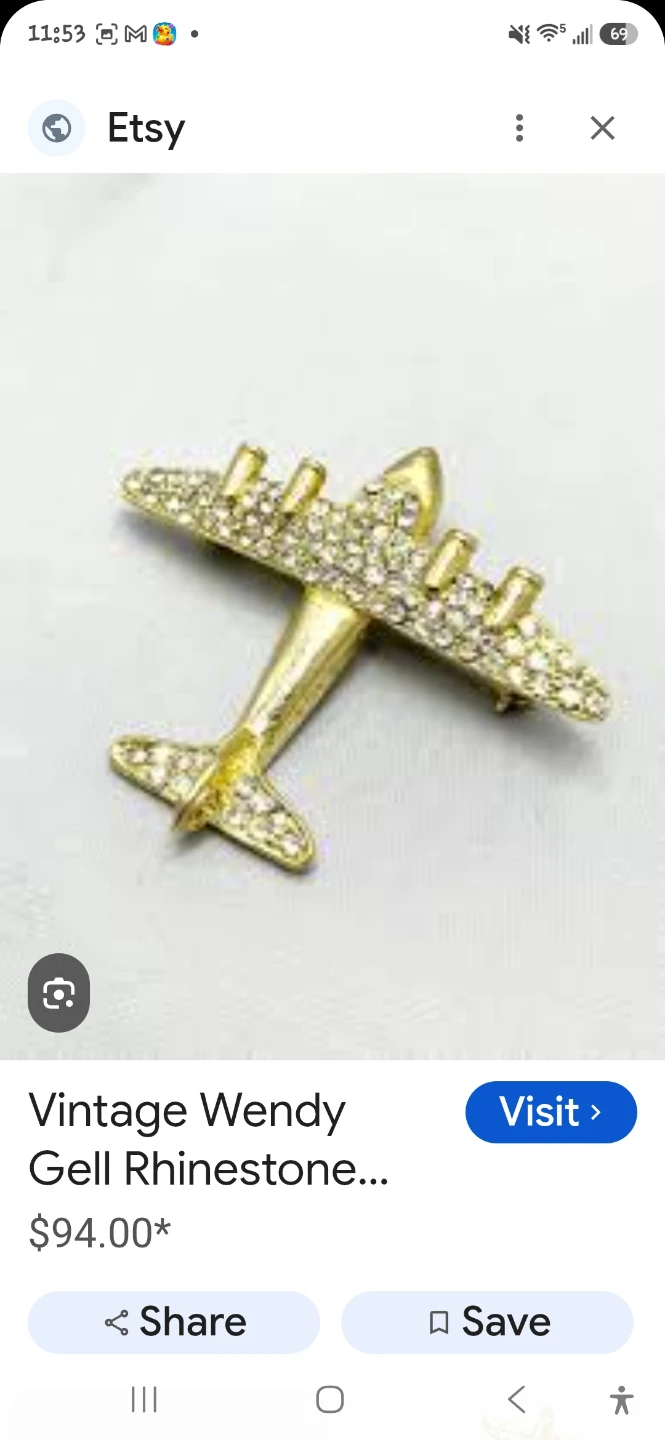 Vintage Airplane Rhinestone Brooch Pin - photo 4