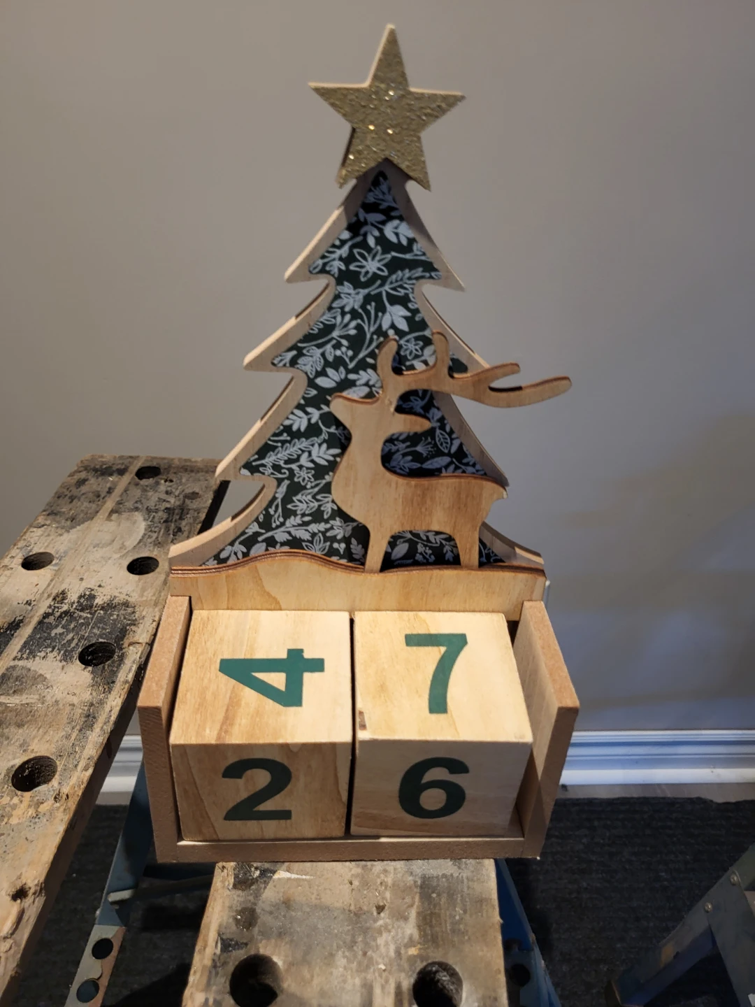 Wooden Christmas Advent Calendar Block