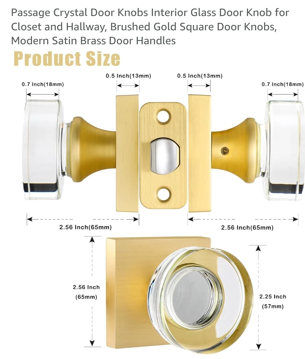 Crystal Door Knobs Interior Glass Door Knob, Closet and Hallway