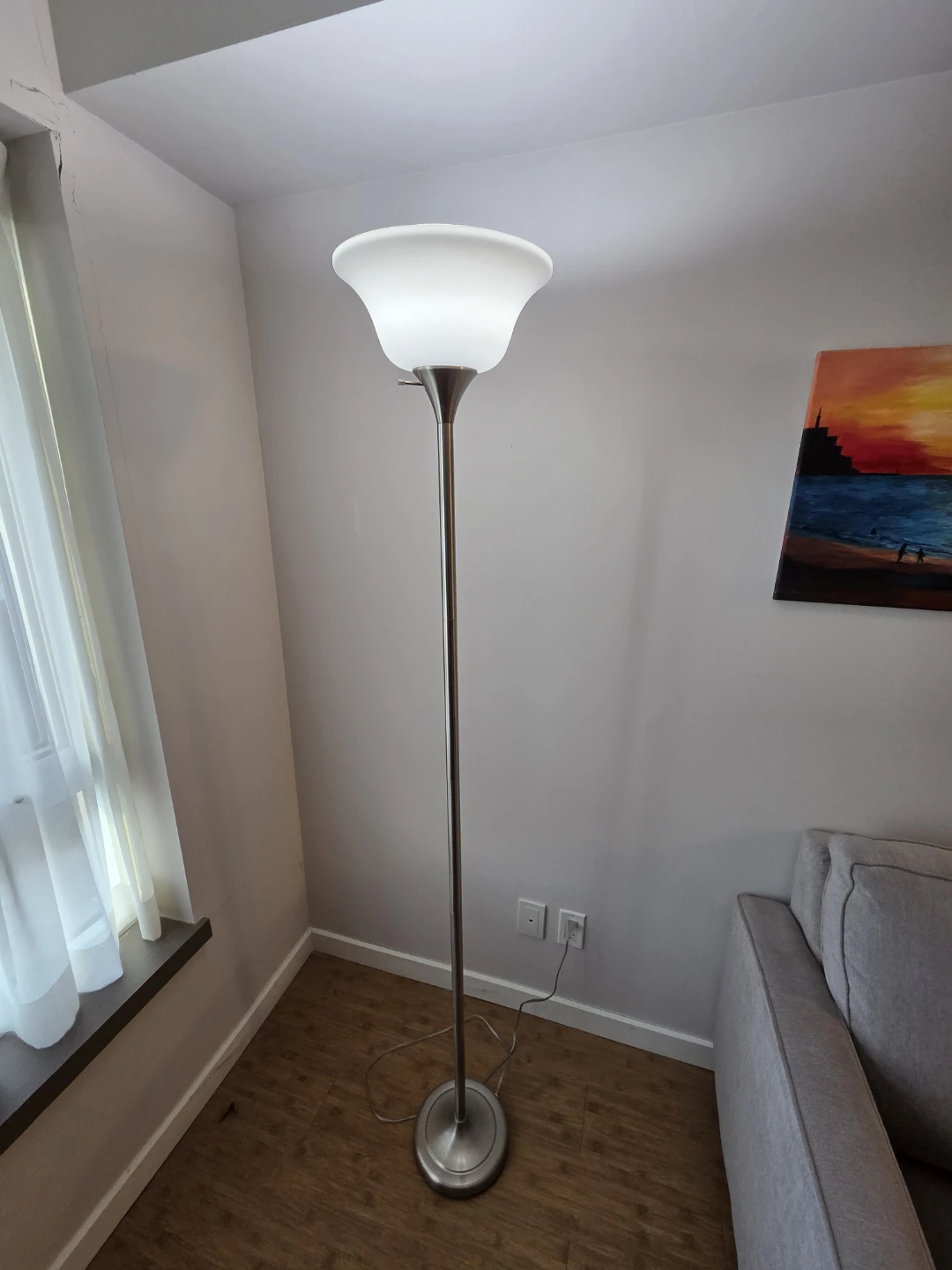 Brushed Nickel Torchiere Floor Lamp - photo 2