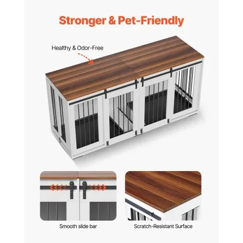 72 " Double Door Wooden Dog Crate Furniture - photo 2