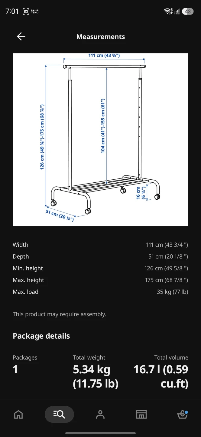 IKEA RIGGA Clothes Rack, White - photo 4