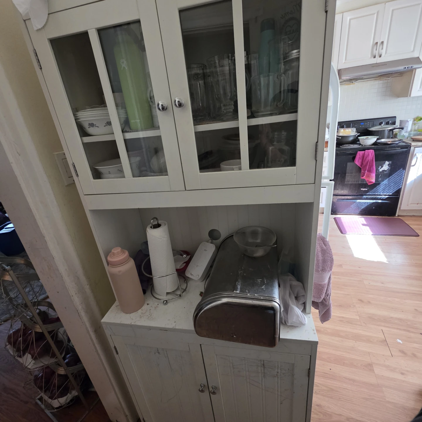 White Kitchen Hutch Storage Cabinet