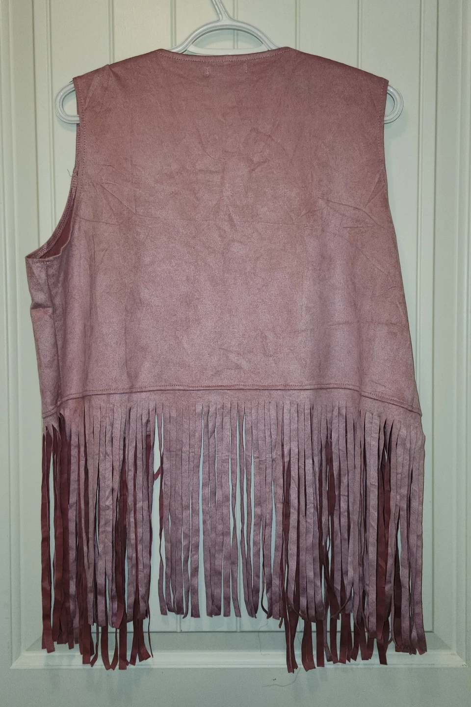 Pink Faux Suede Fringe Vest XL - photo 3
