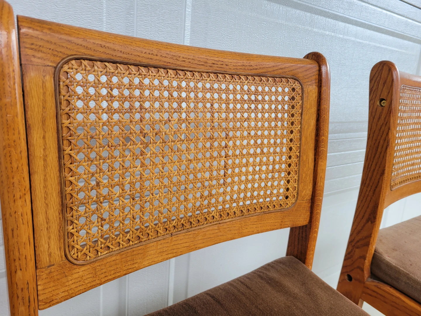 Set of 4 Vintage Mid-Century / Modern Cane Back Dining Chairs - photo 4