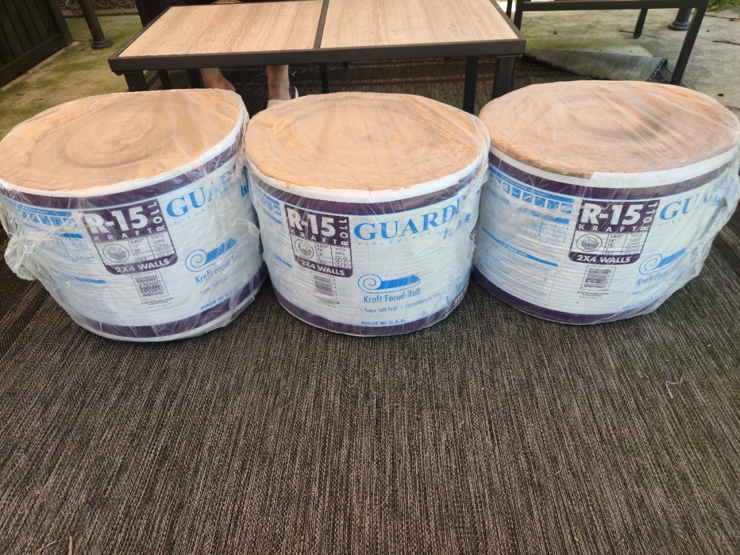 3 NEW Guardian by Knauf R-15 Insulation Rolls