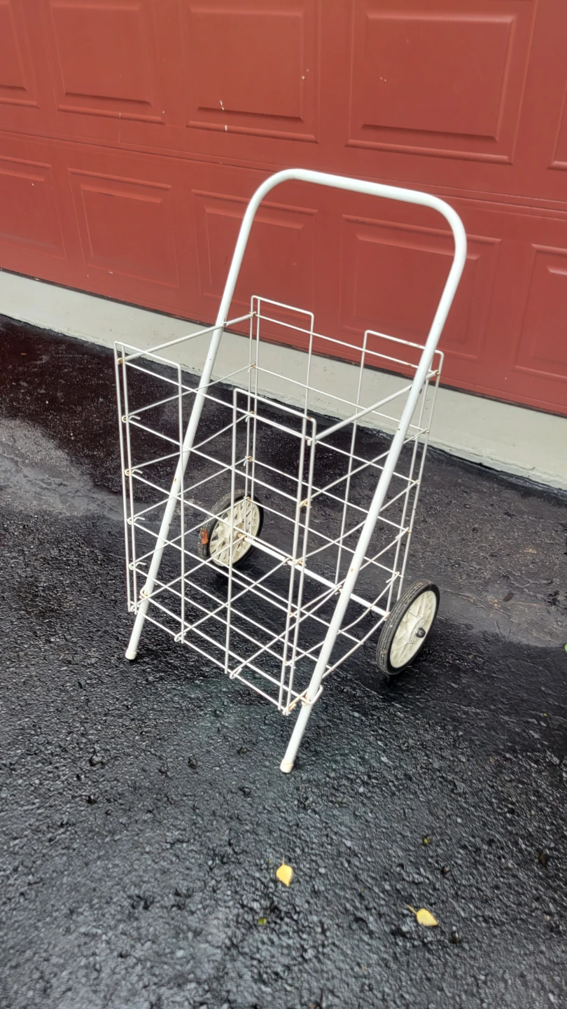 White Metal Folding Shopping Cart