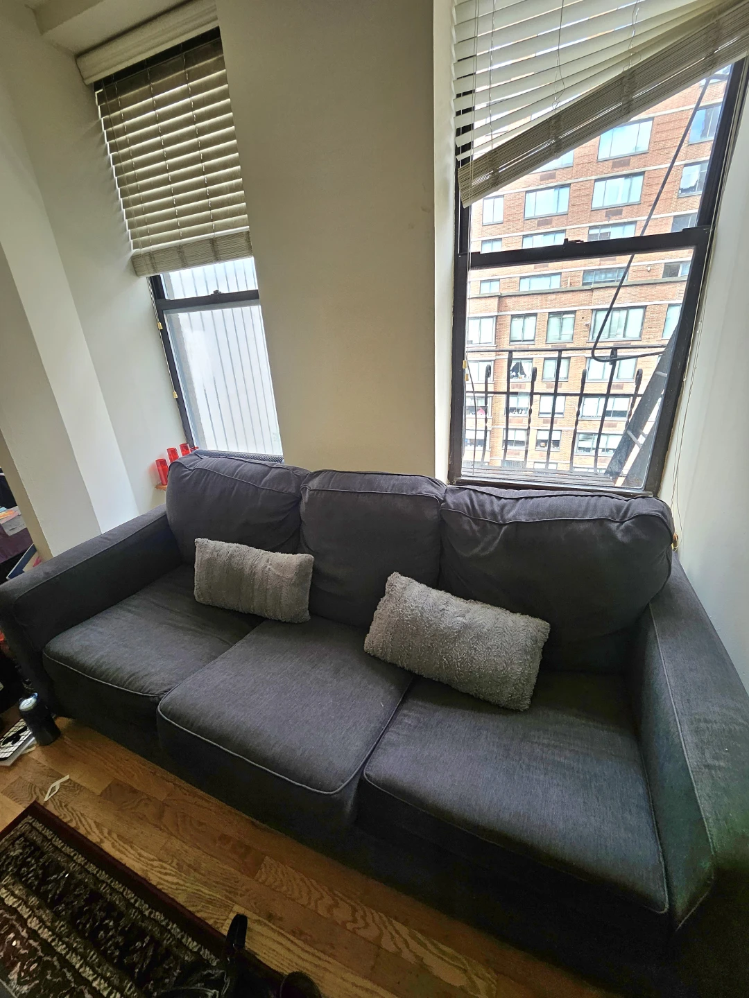 Dark Gray Three-Seater Sofa Bed