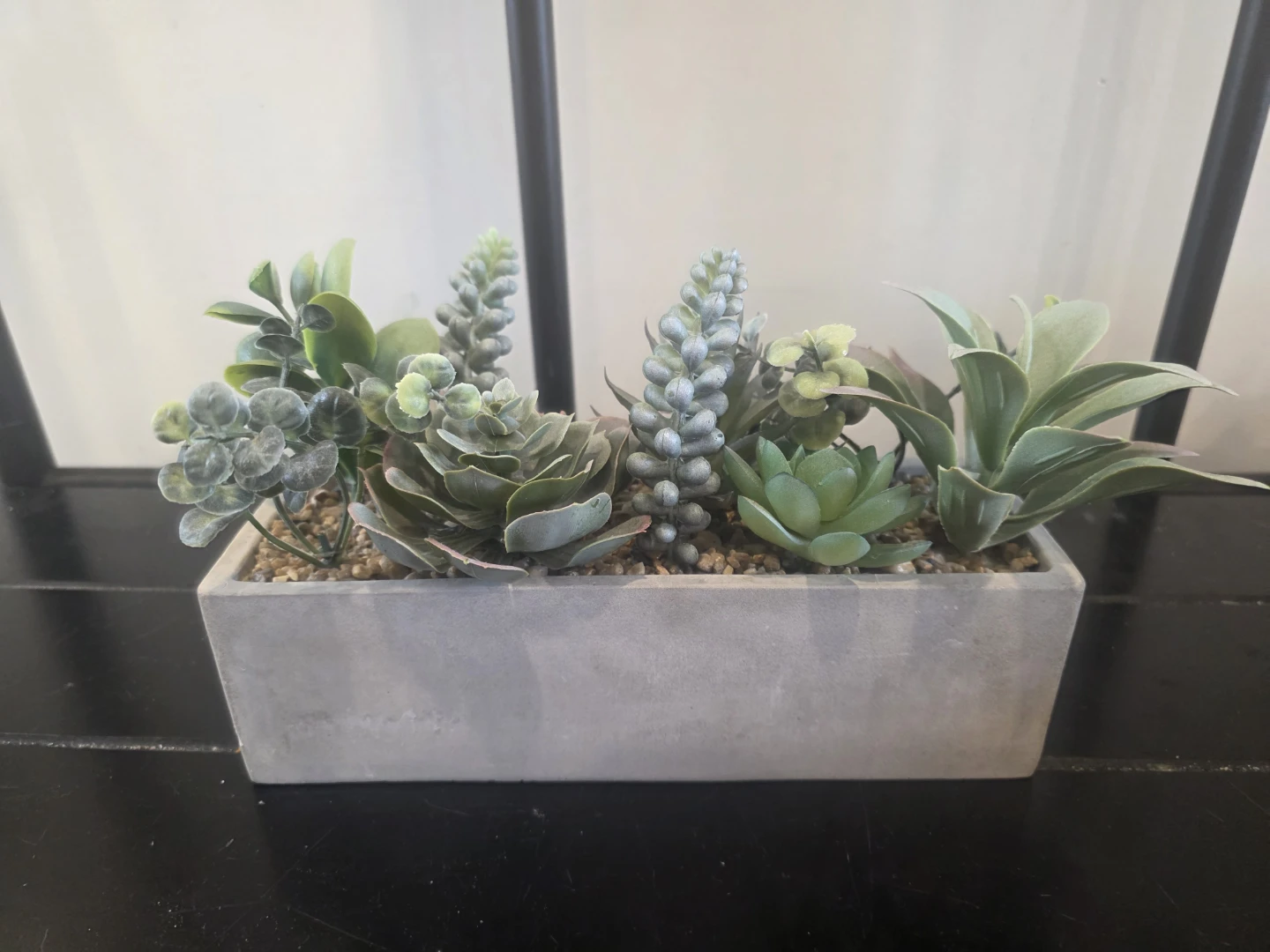 Faux Succulent Arrangement in Concrete Planter