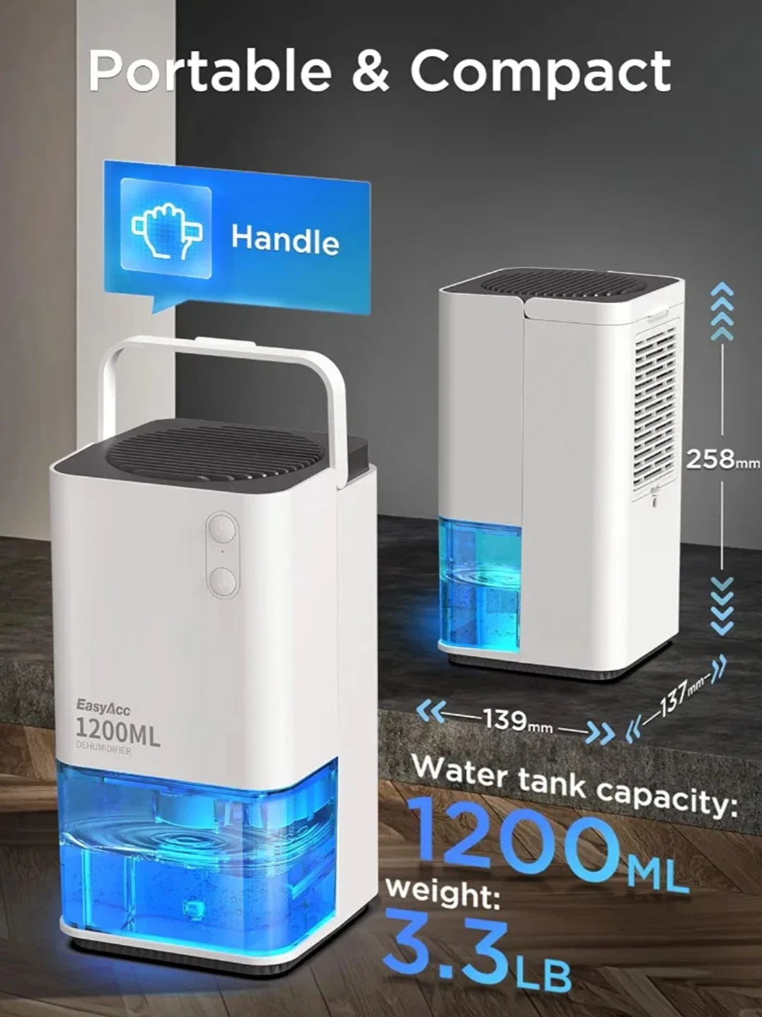 EasyAcc 1200ML Portable Dehumidifier - photo 3