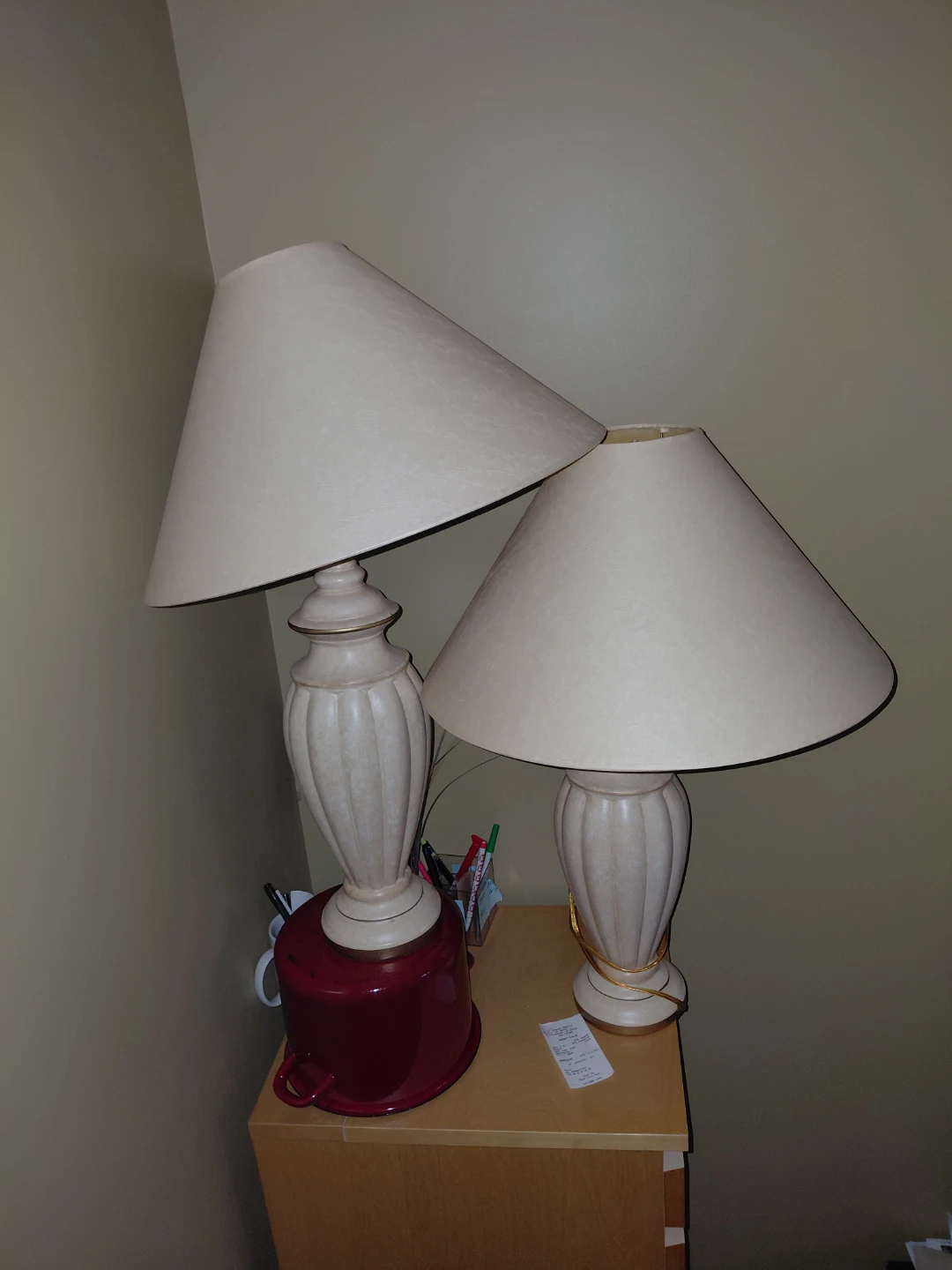 Set of Two Cream Table Lamps