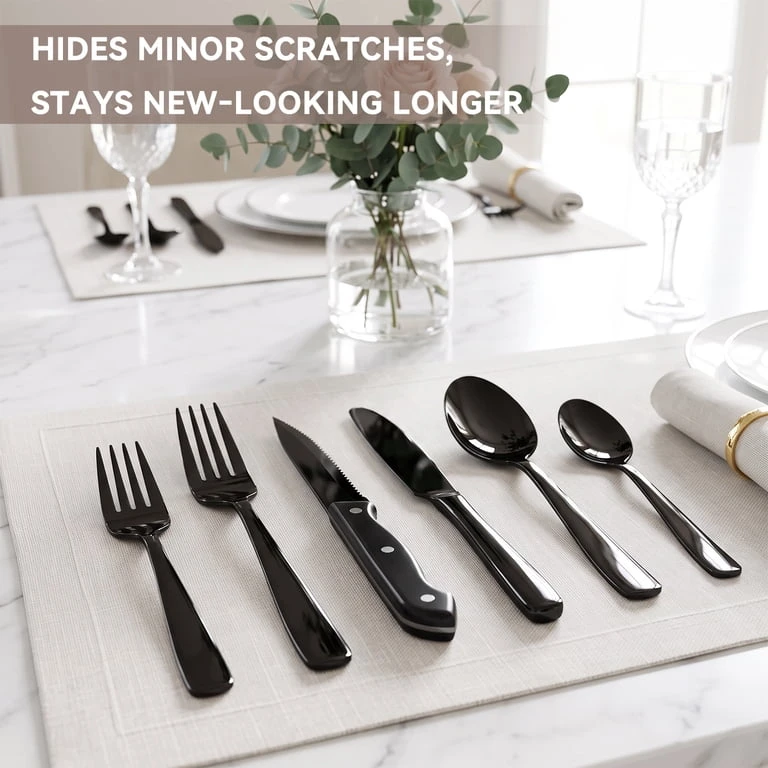 NEW In Box 48-Piece Black Mirror Polish Silverware Set - photo 3