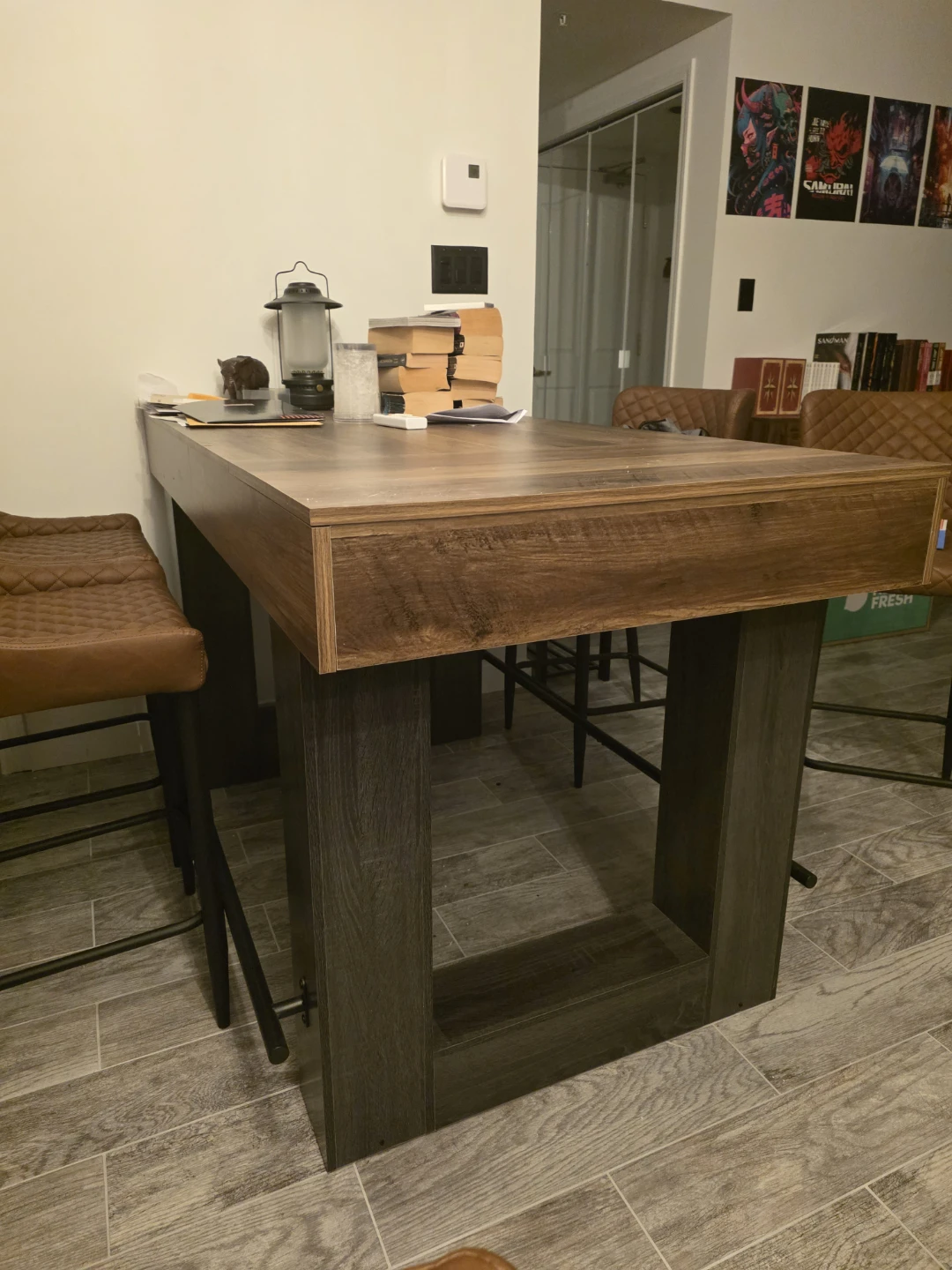 Rustic Wood Counter Height Bar Table