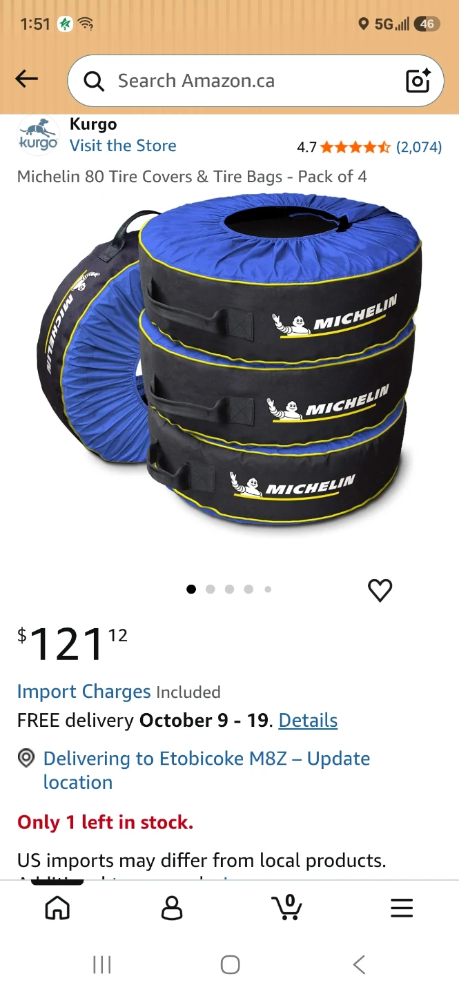 Used Michelin Tire Covers & Tire Bags - Pack of 4