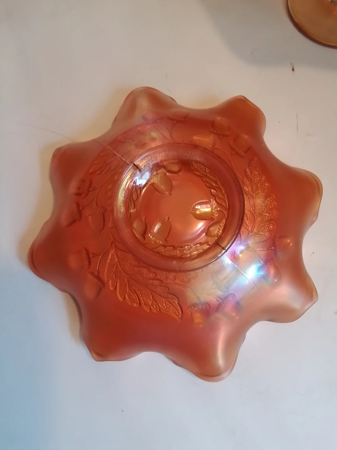 Antique Fenton Marigold Carnival Glass "Acorn" 8" Ruffled Bowl - photo 4