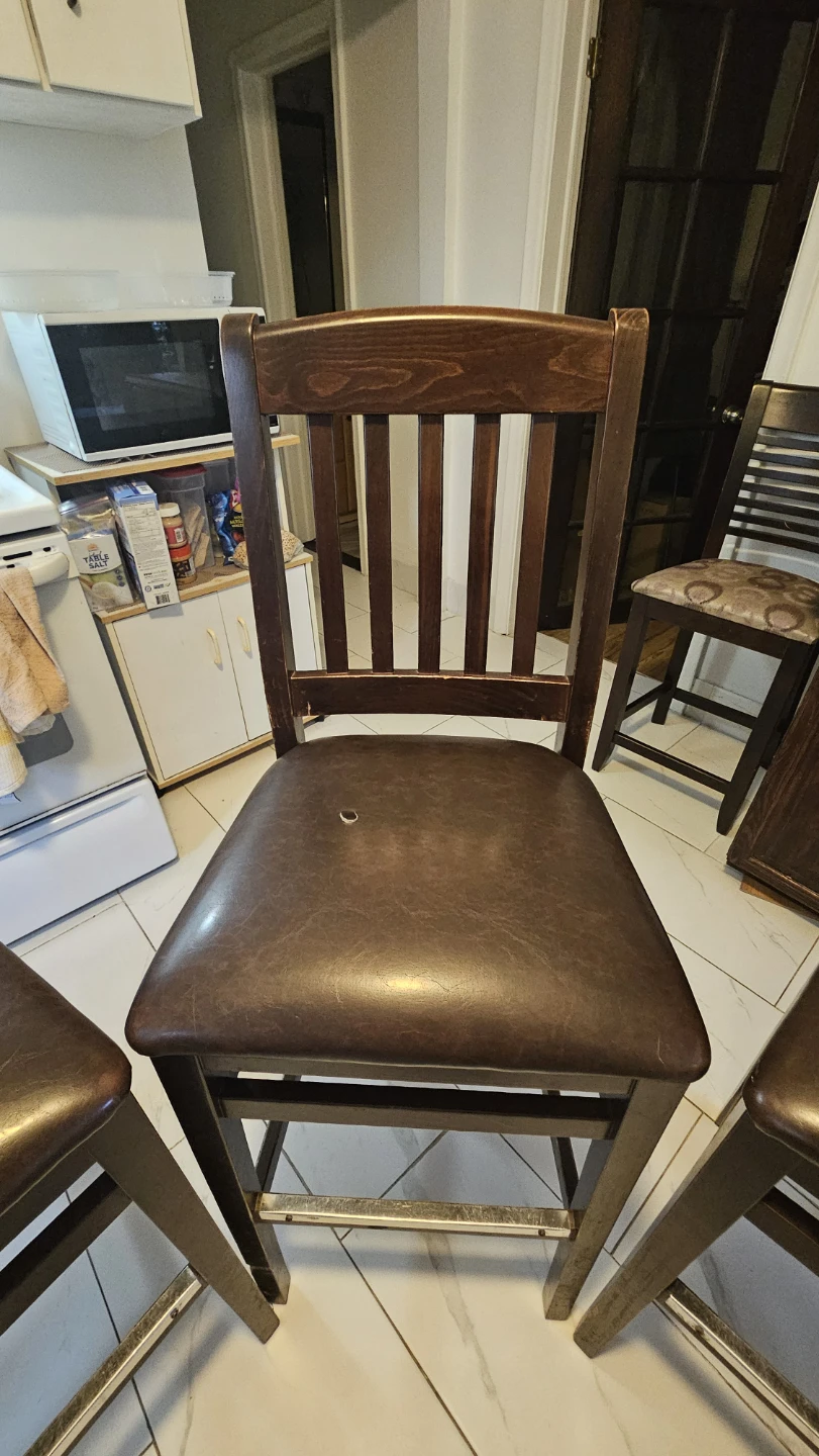 4 Wooden Leather Bar Stool Set - photo 4