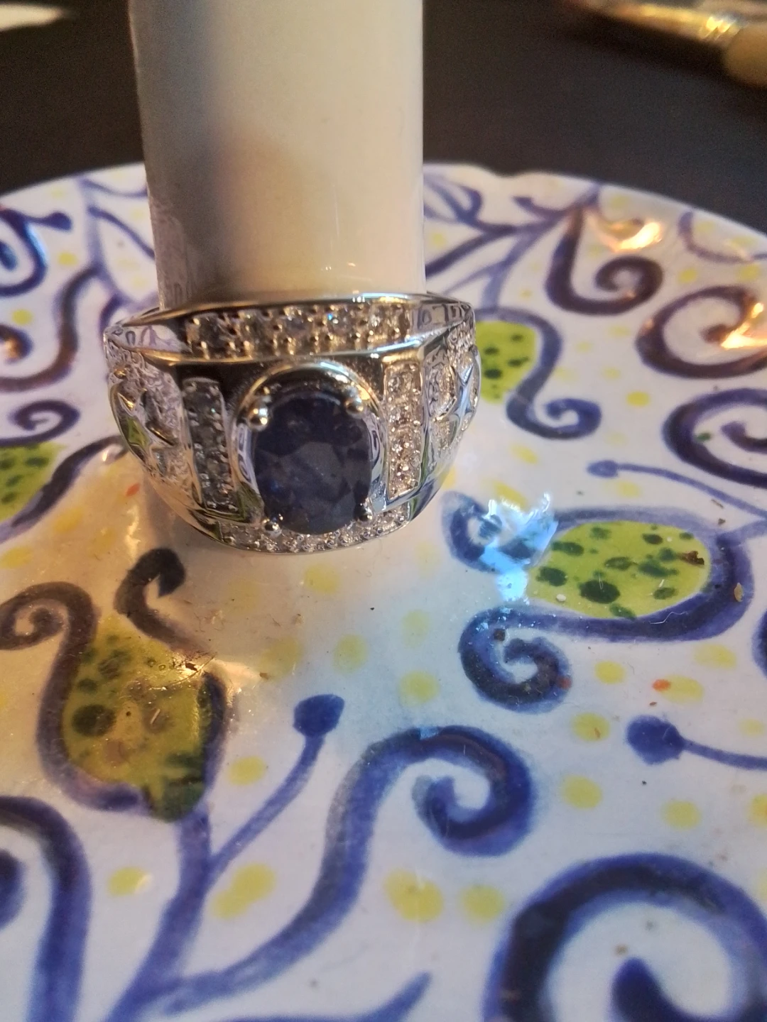 Masonic Shriner Signet Ring - Natural Ceylon Blue Sapphire - photo 4