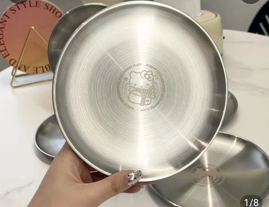 Sanrio Kuromi and Hello Kitty Stainless Steel Plates