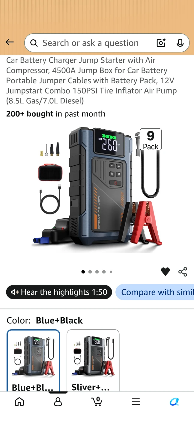Portable Car Jump Starter with Air Compressor - photo 3