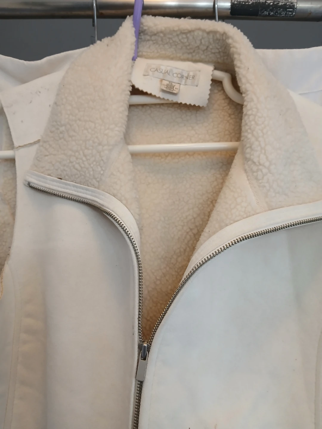Casual Corner Cream Faux Shearling Vest