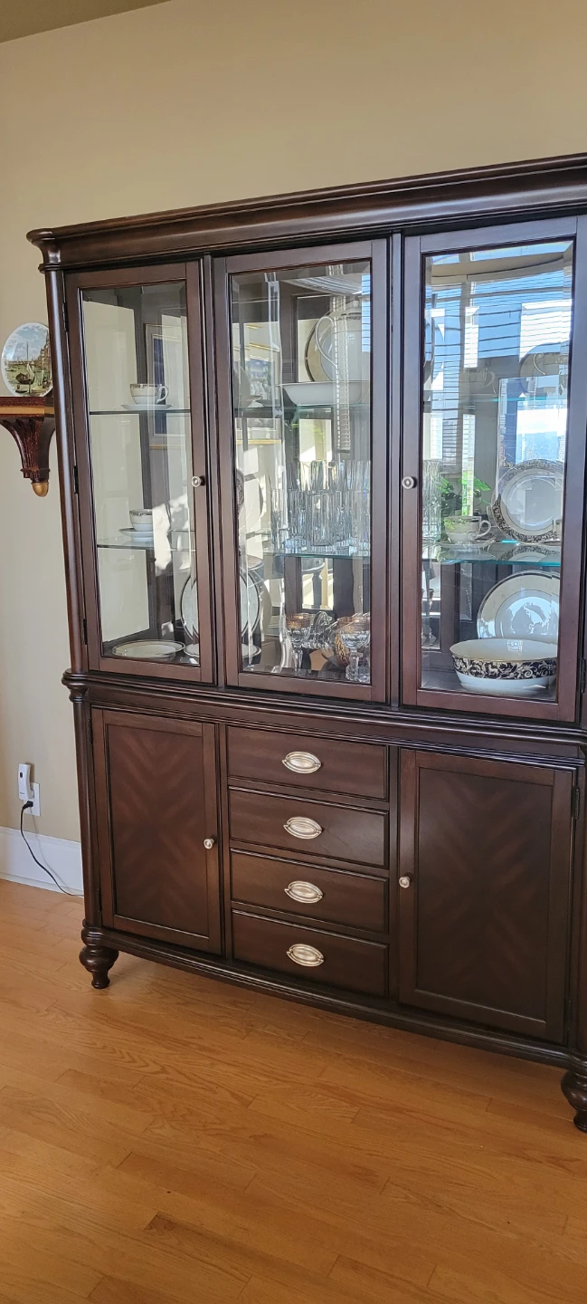 Dark Wood China Cabinet with Glass Display