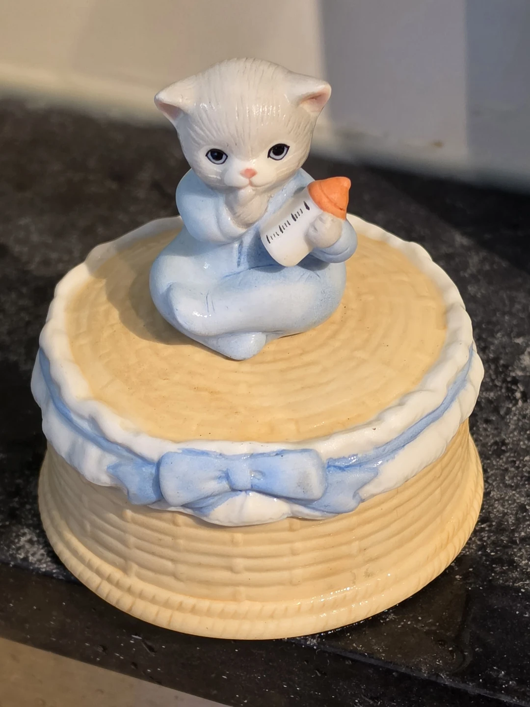 Ceramic Kitten Baby Boy topper