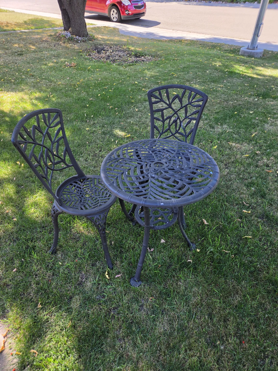 Cast Iron and wood yard ornaments
