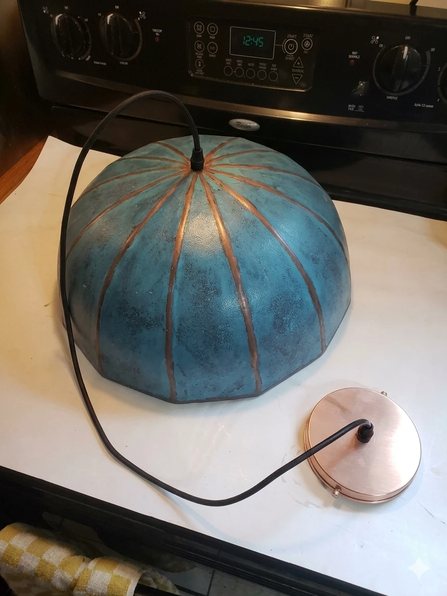 16" Artisan Pendant Light – Faux Blue Patina & Hand