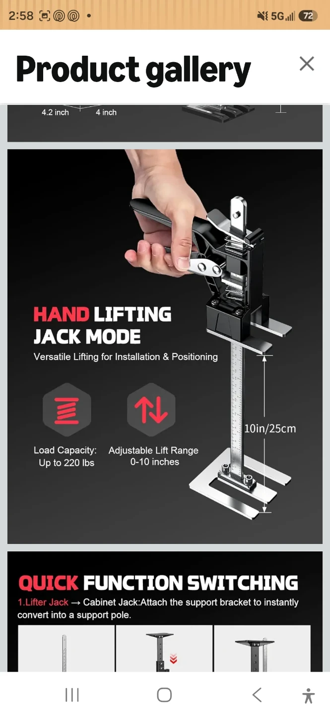 Kolvoii 3-in-1 Multifunction Cabinet Jack Tool Set - photo 4