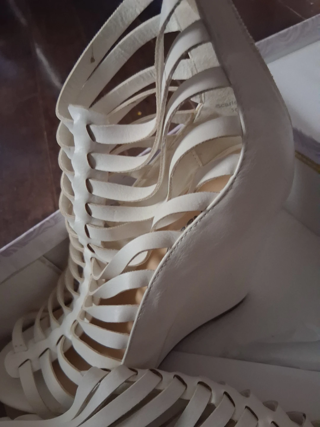 White Gladiator Wedge Sandals Size 10 - photo 3