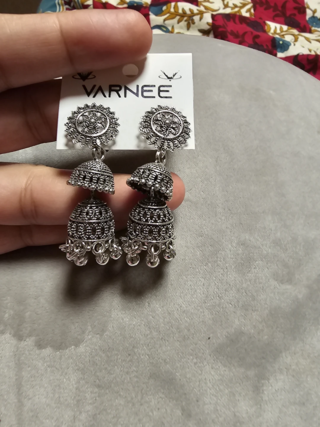 Varnee Silver-Tone Jhumka Earrings