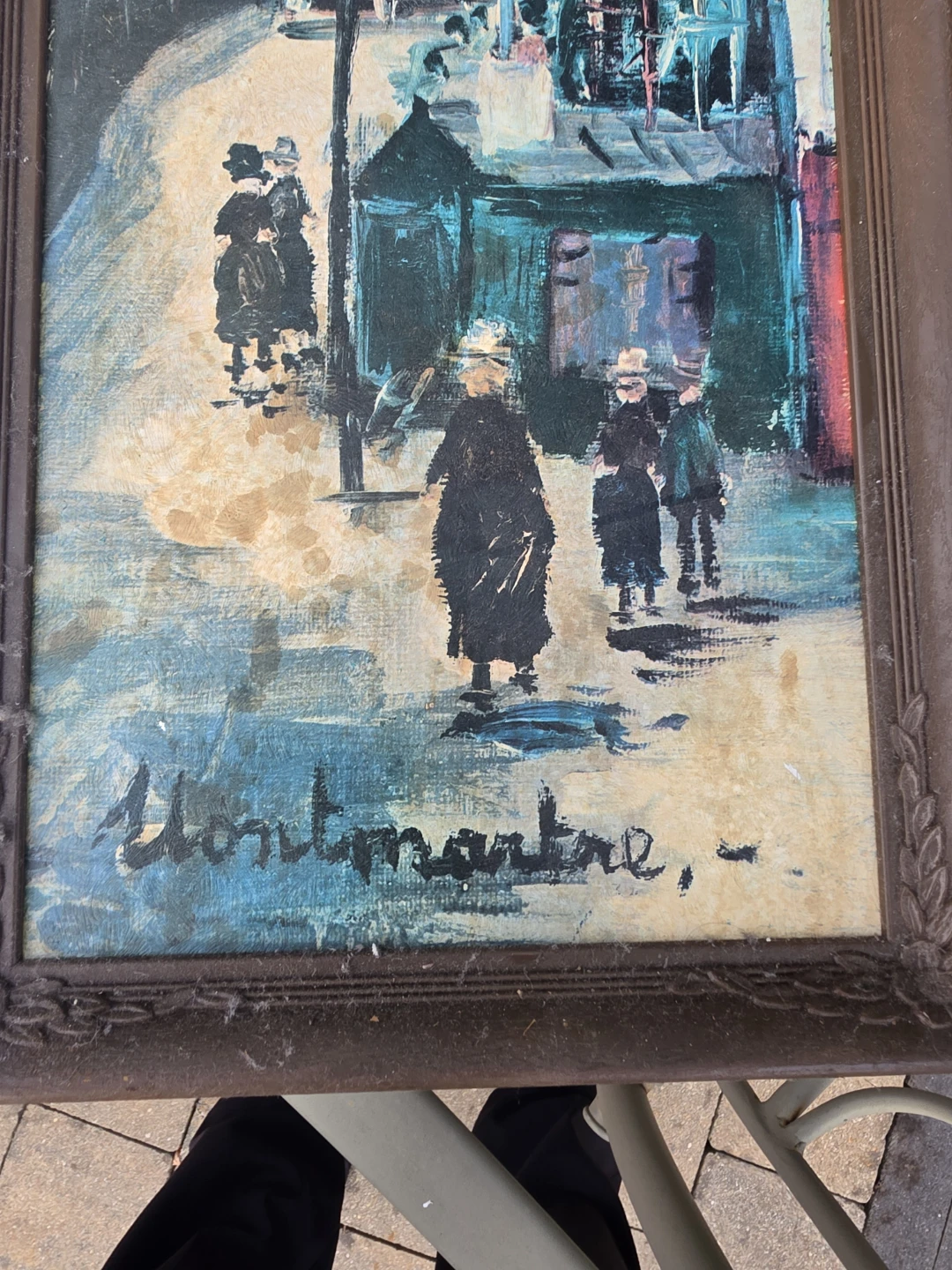 Framed Montmartre Street Scene Painting - photo 2