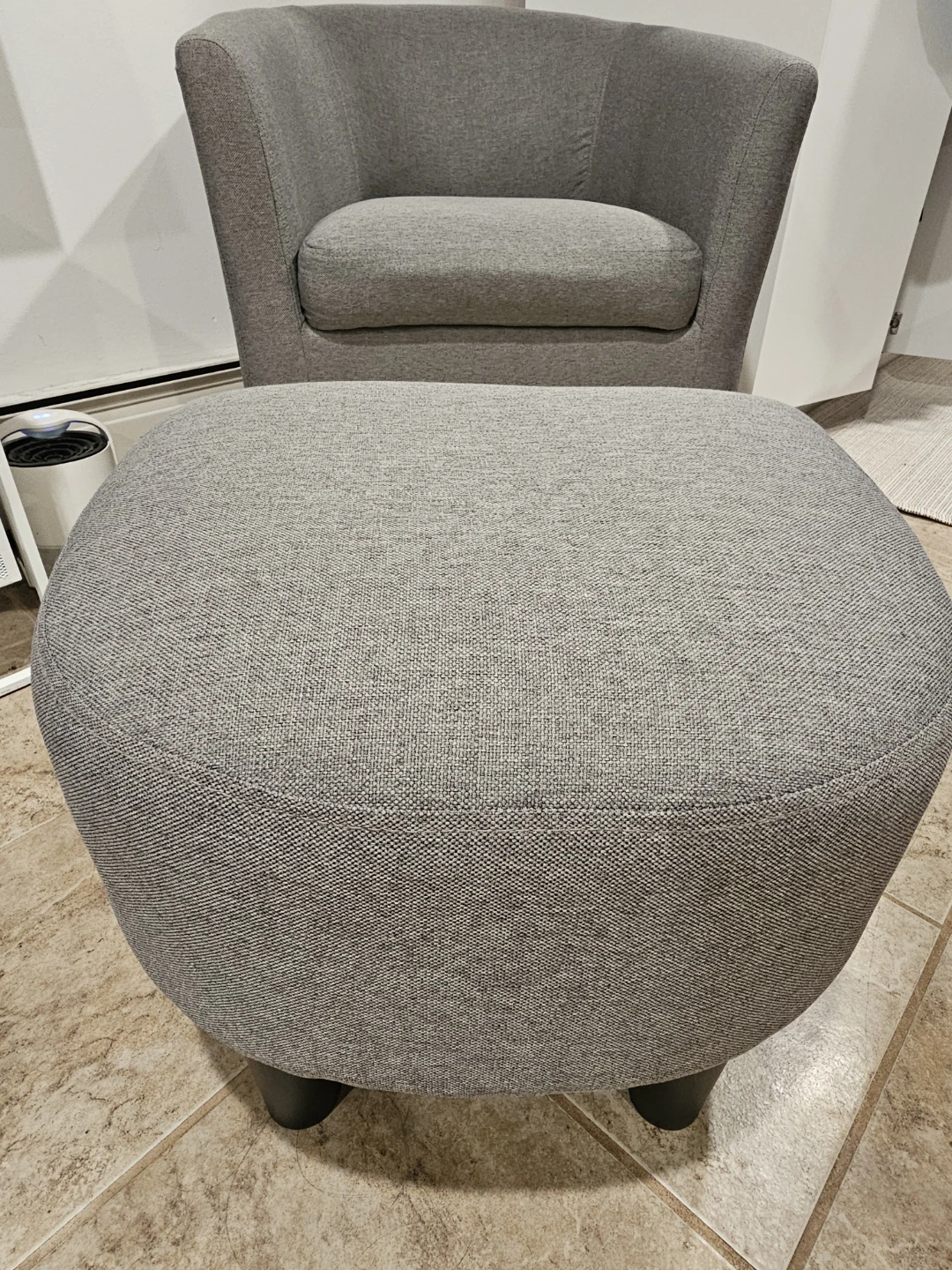 Gray Barrel Chair and Matching Ottoman Set - photo 3