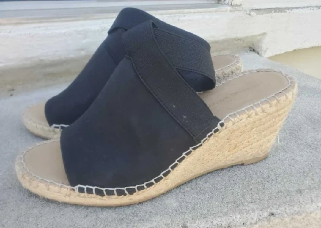 Adrienne Vittadini Black Espadrille Wedges 7.5 - photo 2
