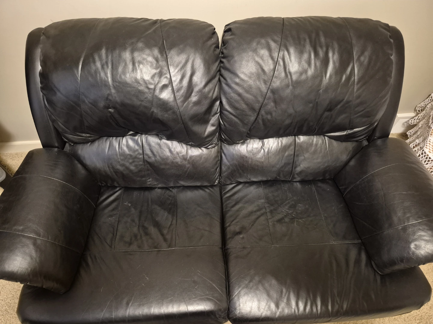 Leather Loveseat - Reclining (Black)