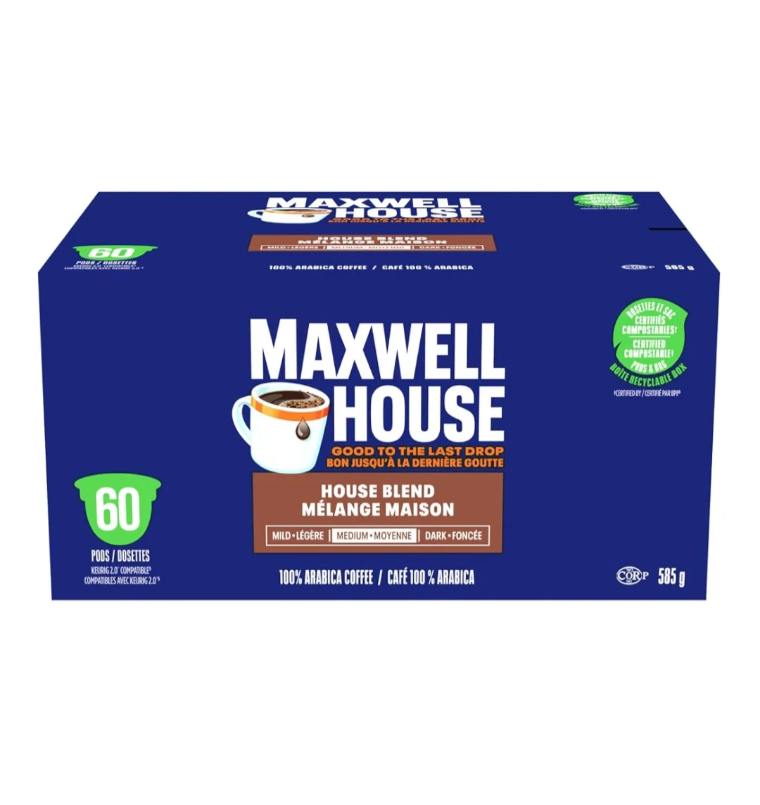 New Sealed box of Maxwell House, House Blend coffee pods.