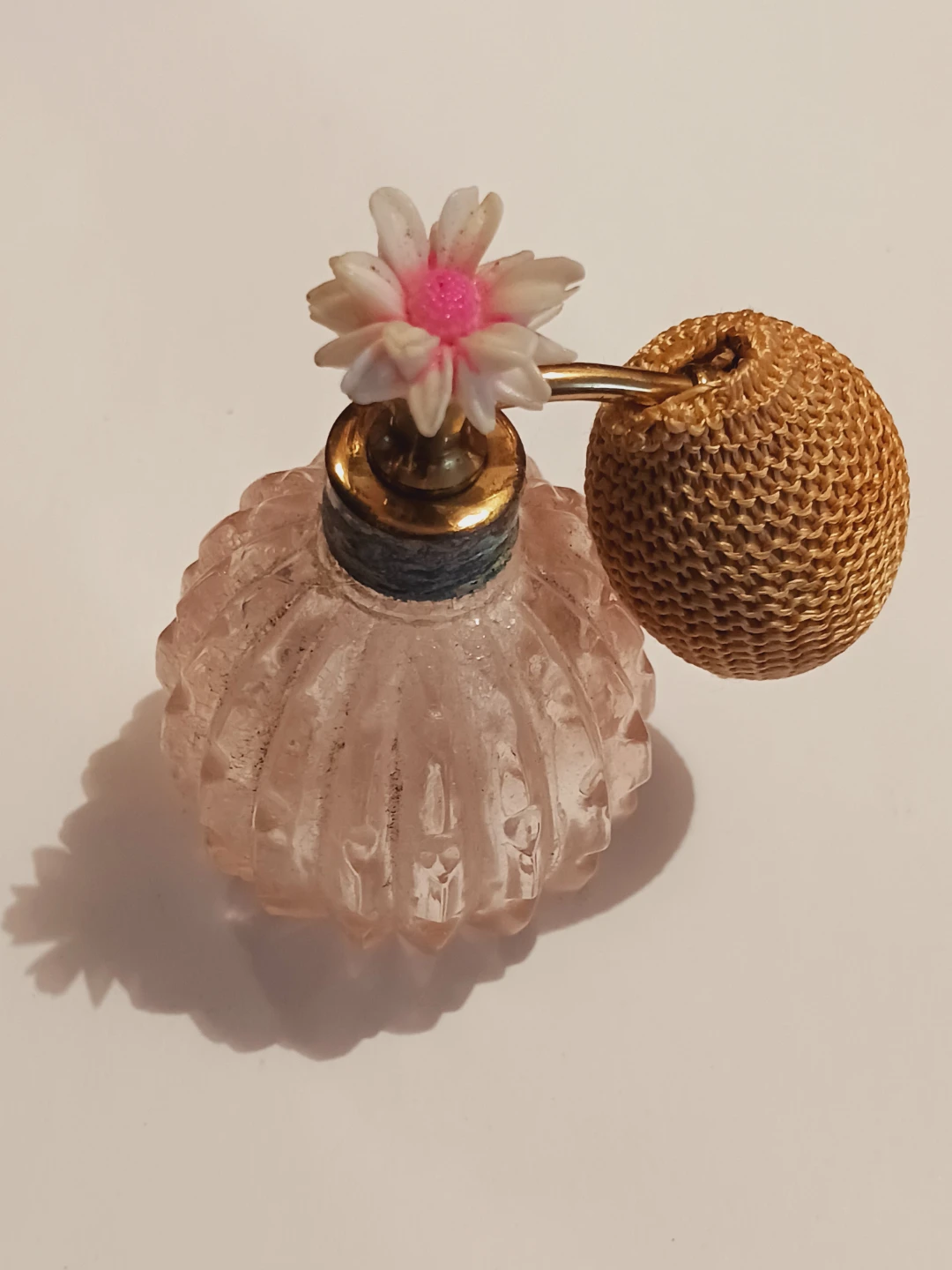 Vintage Pink Glass Perfume Empty Bottle with Atomizer - photo 3