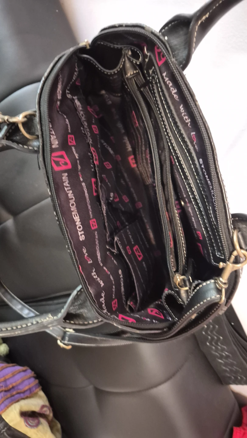 STONEMOUNTAIN Black Faux Leather Satchel Handbag - photo 2