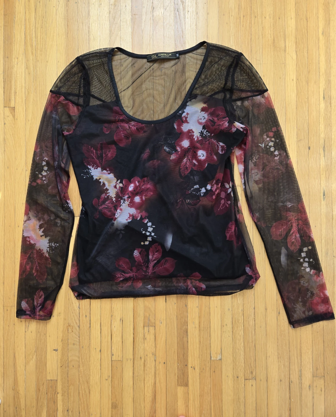 Camilla Floral Mesh Long Sleeve Top