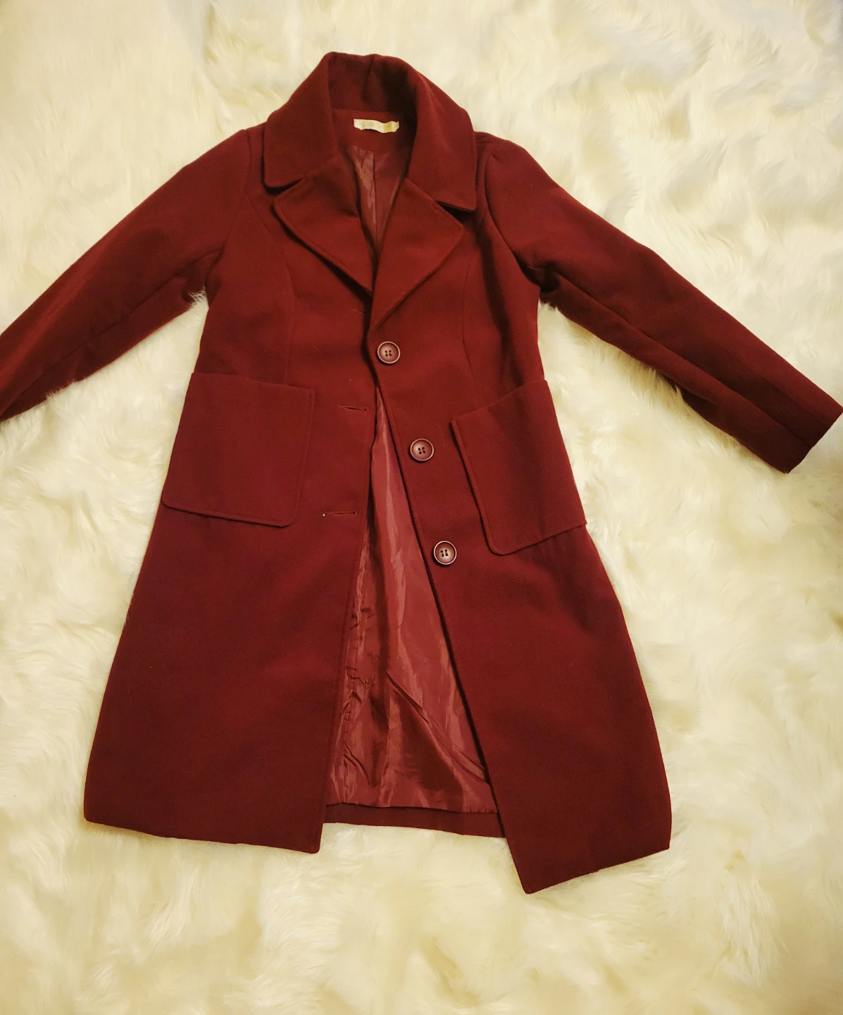 Size medium Burgundy Wool-Blend peacoat