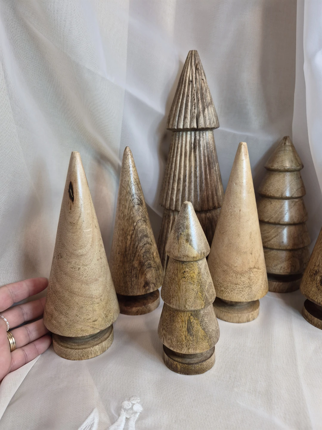 Set of 7 Solid Wooden Trees Decor Figurines by Abbot - photo 5