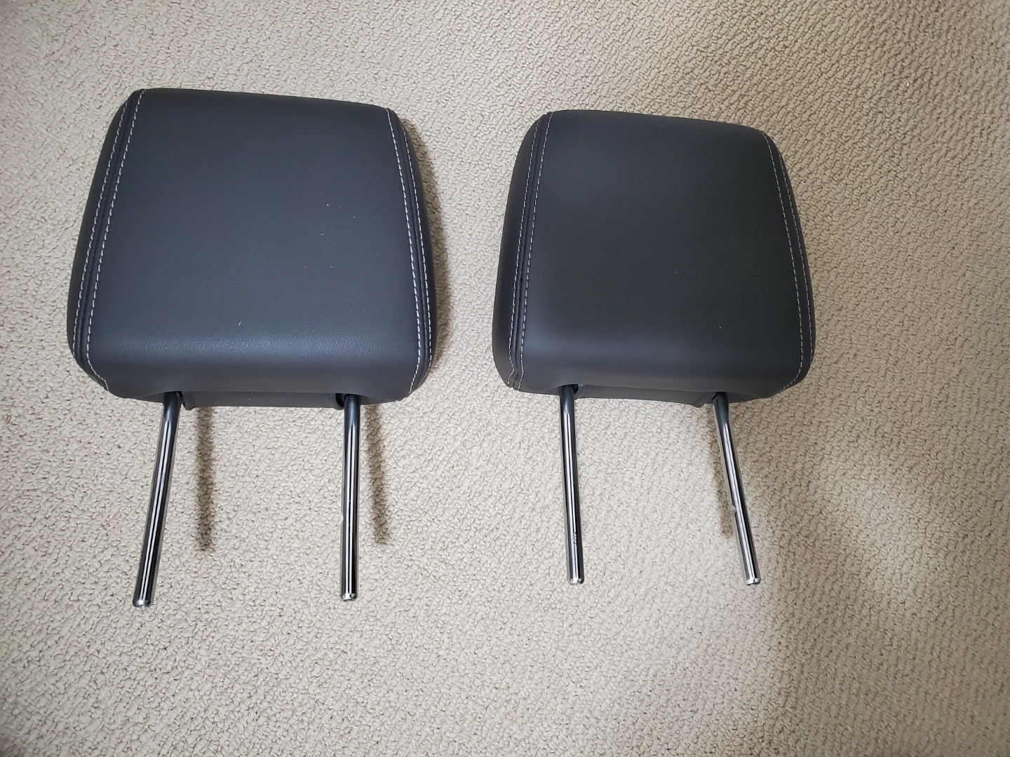 Two Black Faux Leather Car Headrests - photo 2