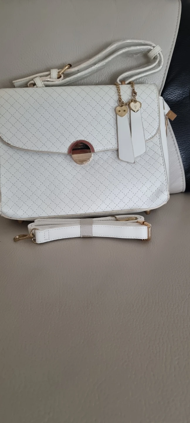ELLE White and Tan Handbag