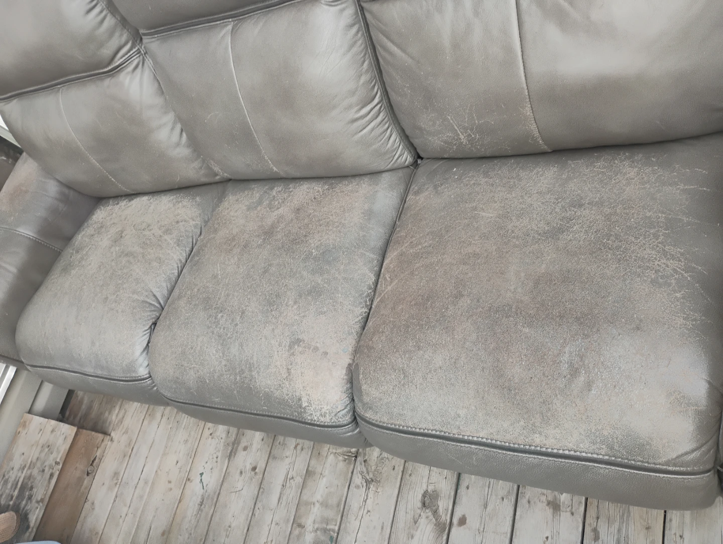 3-Seat Leather Reclining Sofa – Gray - photo 3